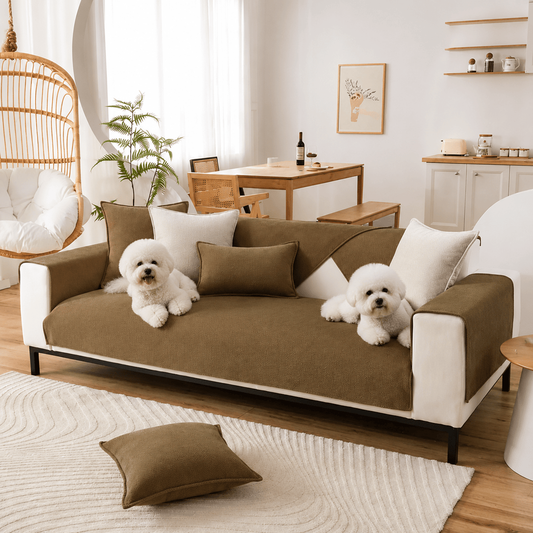 HerringboneGuard Water-Repellent Chenille Sofa Protector - Pawtique