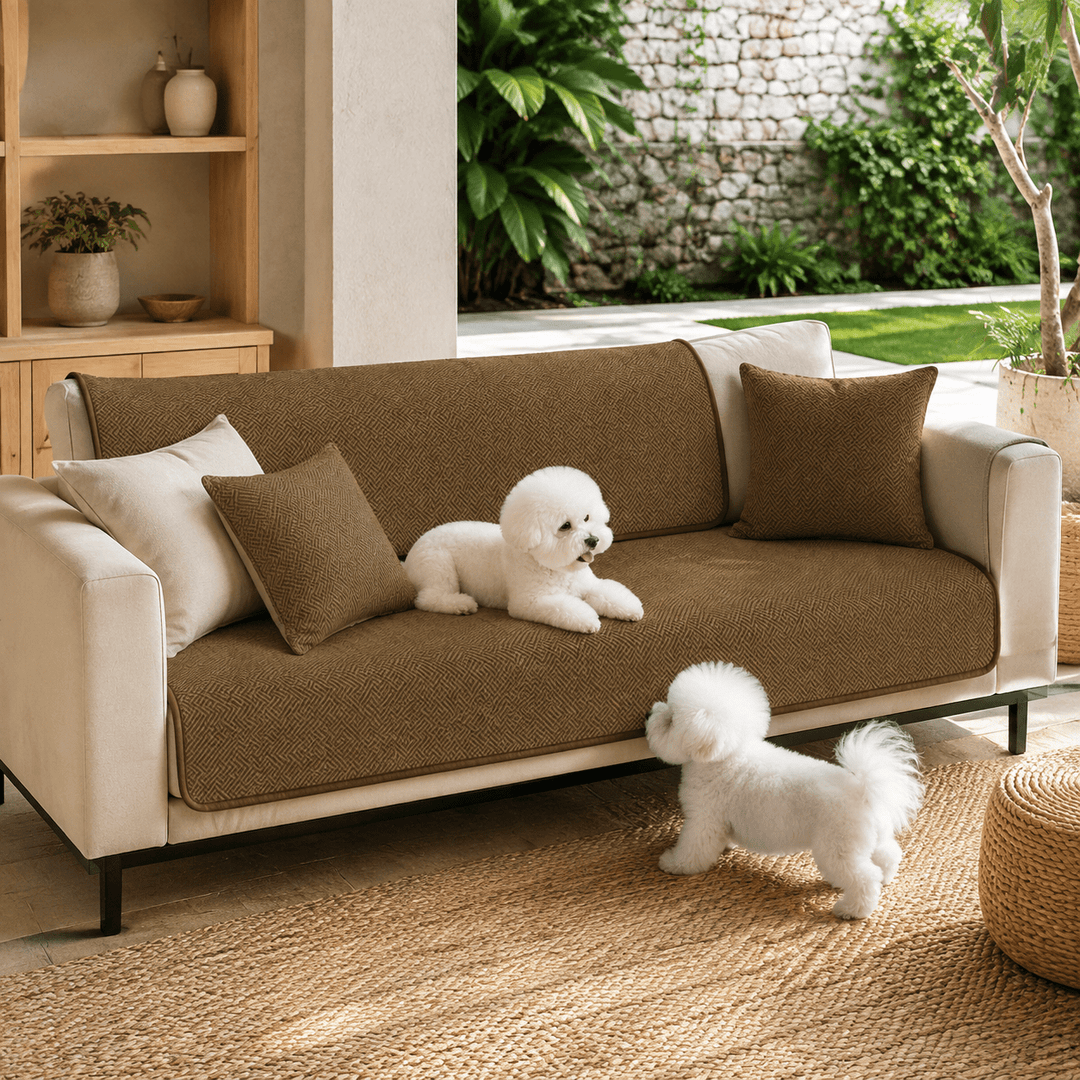 HerringboneGuard Water-Repellent Chenille Sofa Protector - Pawtique