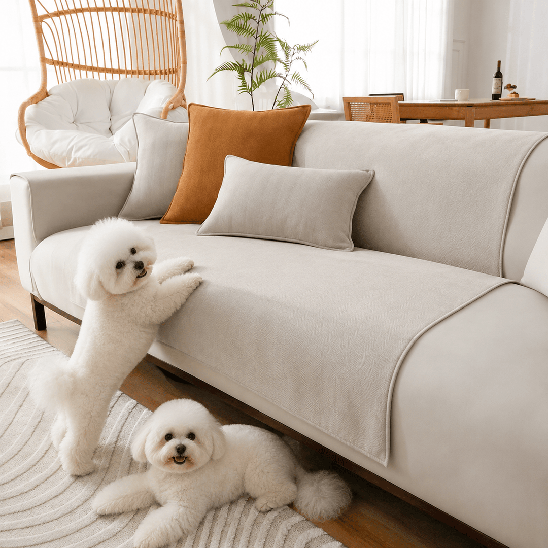 HerringboneGuard Water-Repellent Chenille Sofa Protector - Pawtique