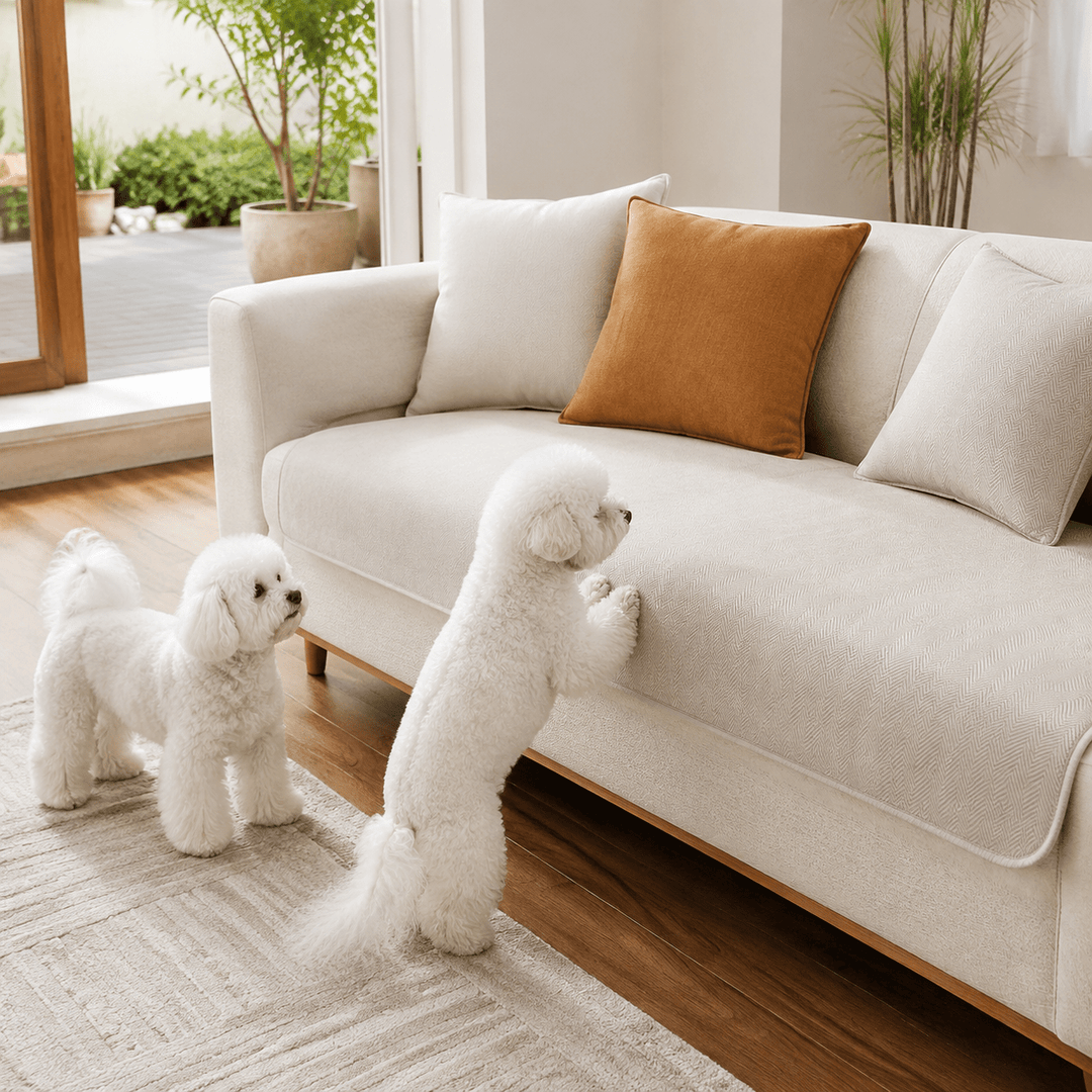 HerringboneGuard Water-Repellent Chenille Sofa Protector - Pawtique