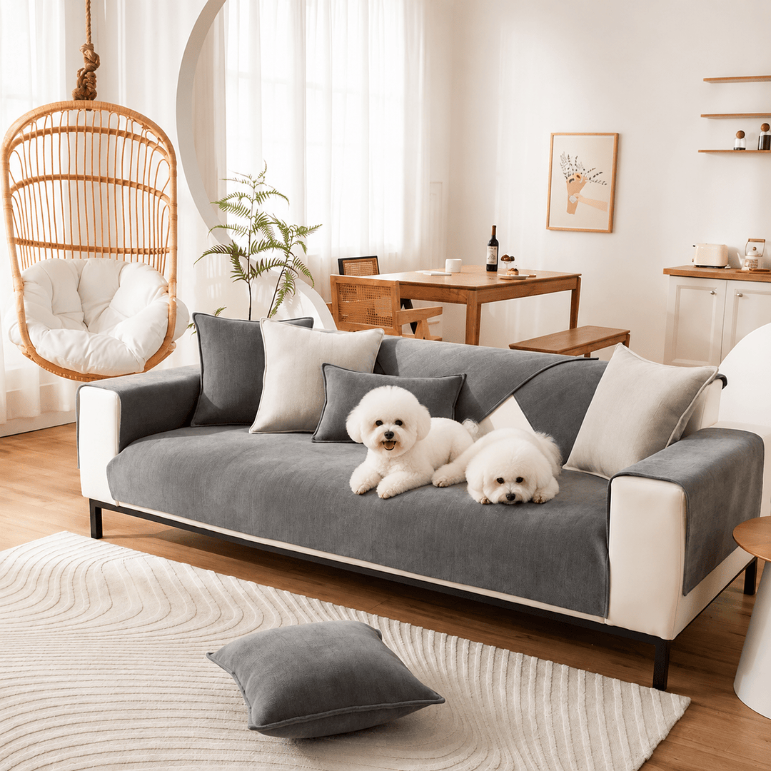 HerringboneGuard Water-Repellent Chenille Sofa Protector - Pawtique