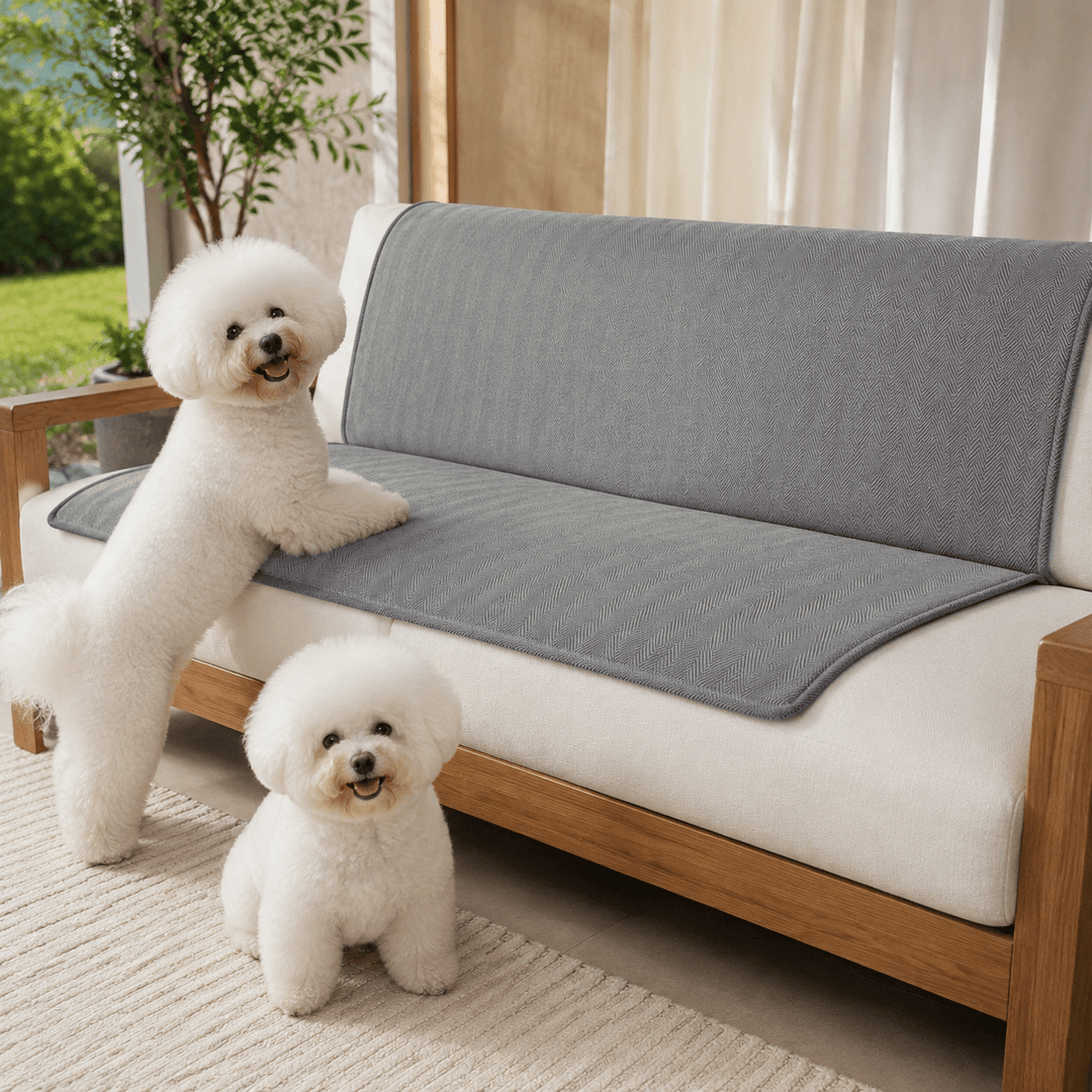 HerringboneGuard Water-Repellent Chenille Sofa Protector - Pawtique