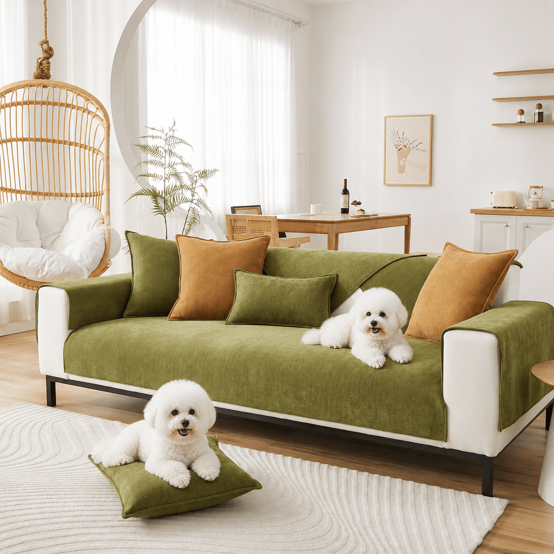 HerringboneGuard Water-Repellent Chenille Sofa Protector - Pawtique