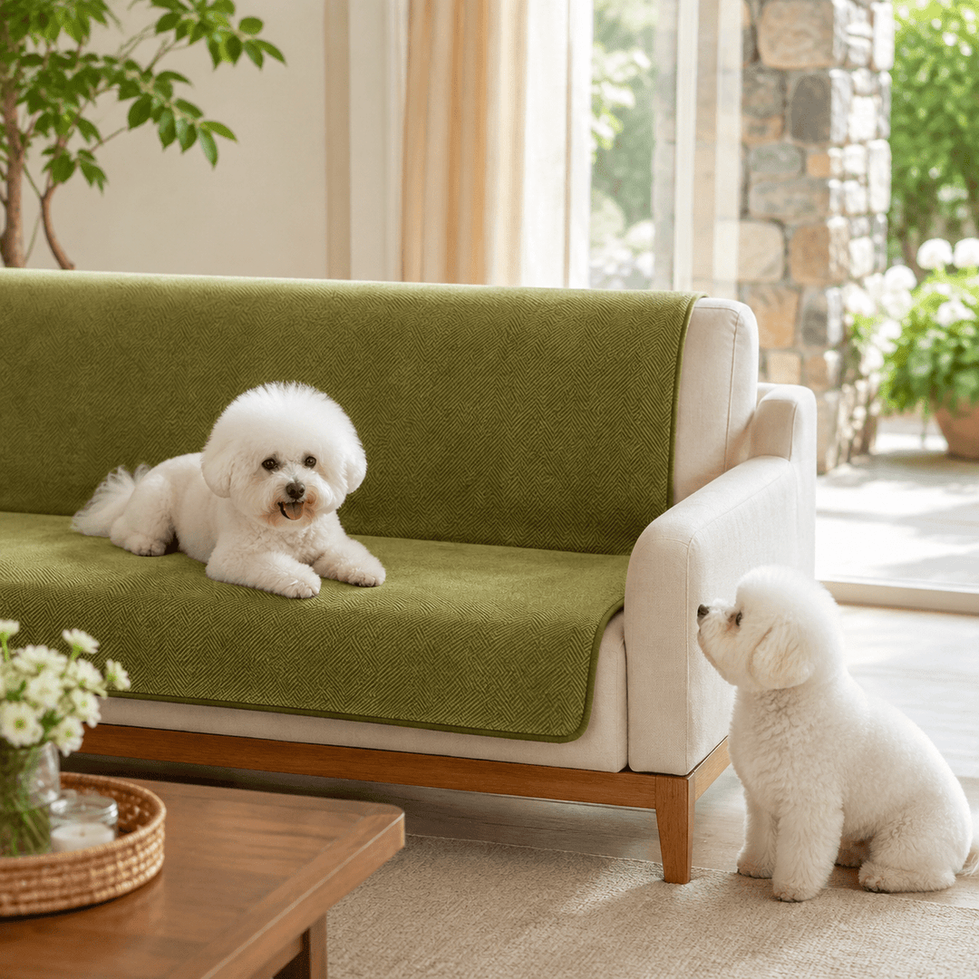 HerringboneGuard Water-Repellent Chenille Sofa Protector - Pawtique