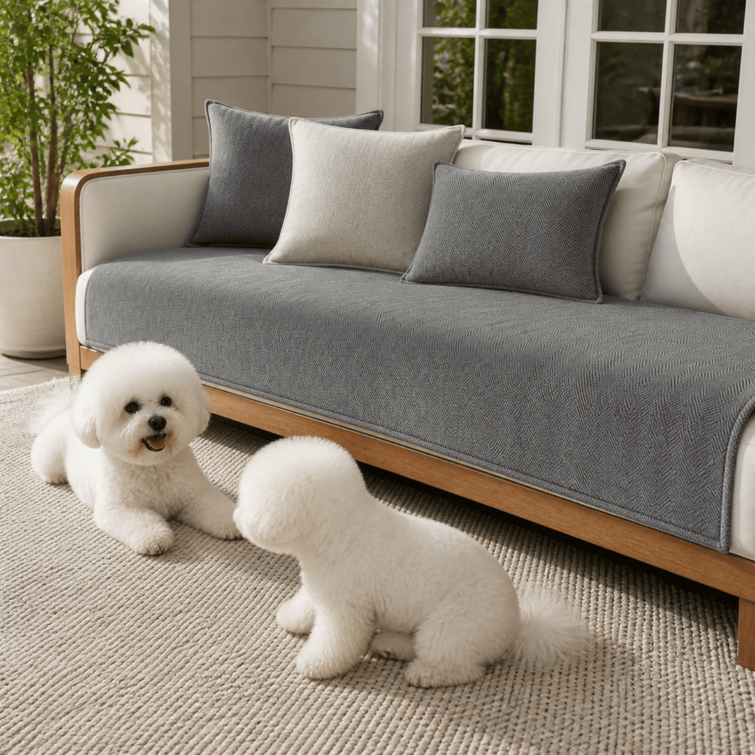 HerringboneGuard Water-Repellent Chenille Sofa Protector - Pawtique