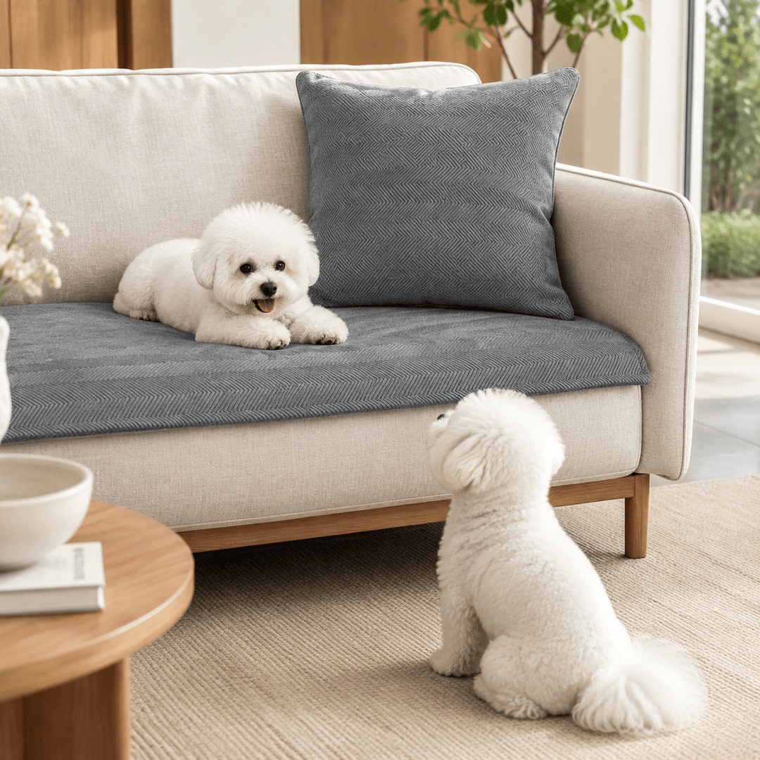 HerringboneGuard Water-Repellent Chenille Sofa Protector - Pawtique