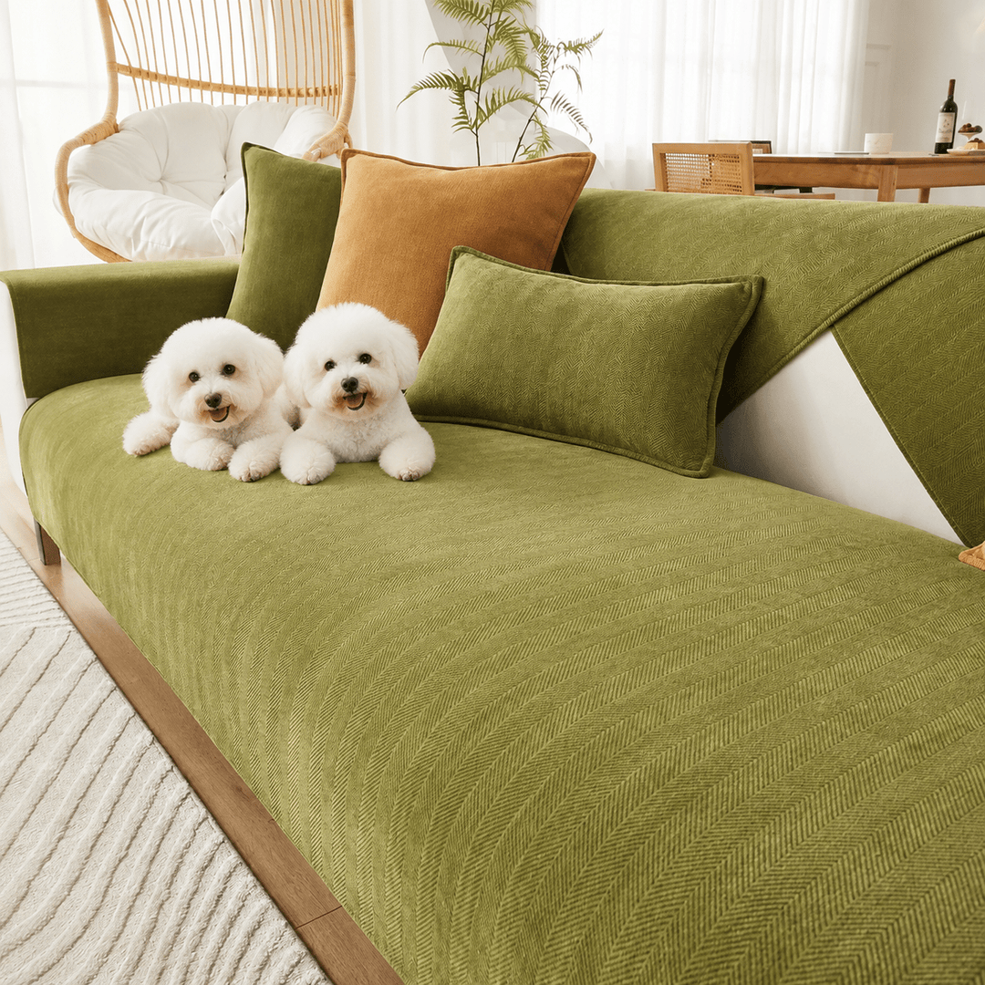 HerringboneGuard Water-Repellent Chenille Sofa Protector - Pawtique