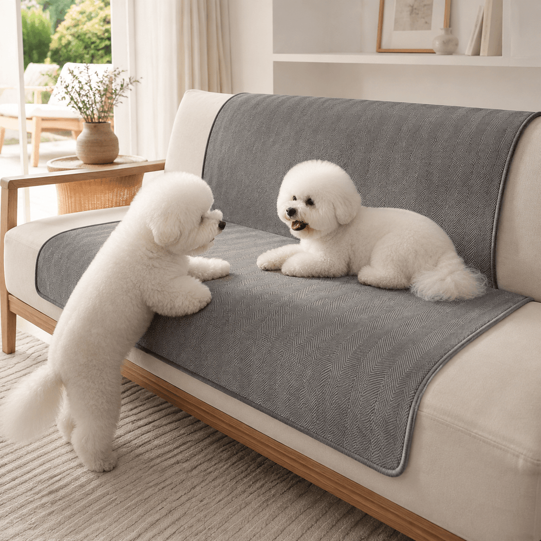 HerringboneGuard Water-Repellent Chenille Sofa Protector - Pawtique