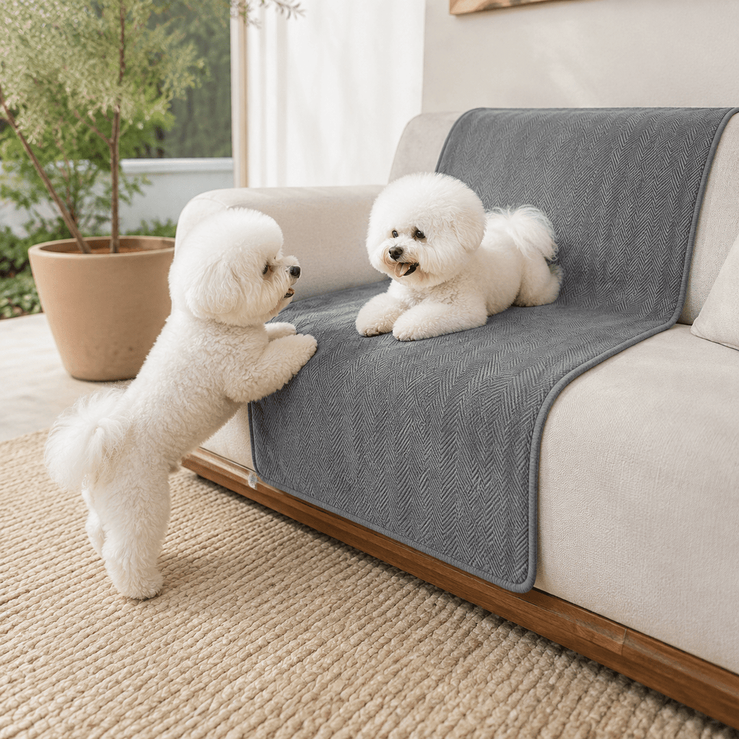 HerringboneGuard Water-Repellent Chenille Sofa Protector - Pawtique