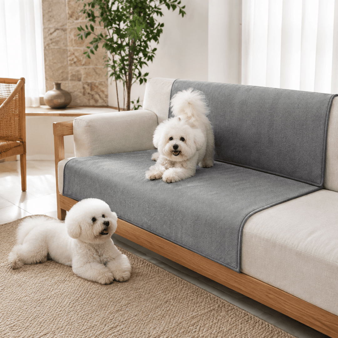 HerringboneGuard Water-Repellent Chenille Sofa Protector - Pawtique