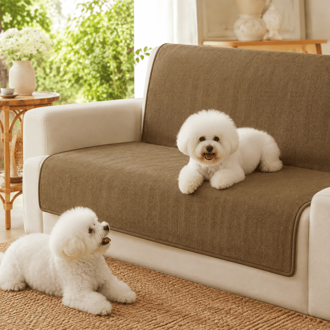 HerringboneGuard Water-Repellent Chenille Sofa Protector - Pawtique