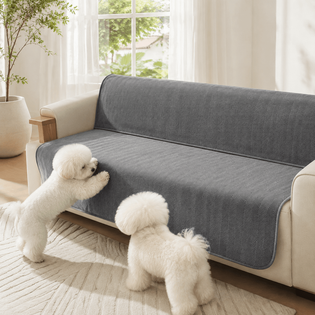 HerringboneGuard Water-Repellent Chenille Sofa Protector - Pawtique