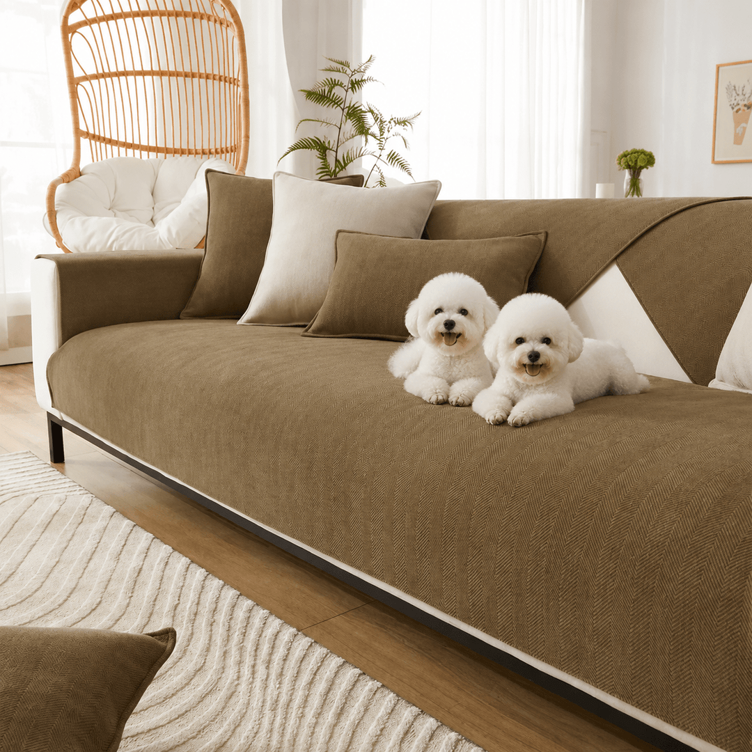 HerringboneGuard Water-Repellent Chenille Sofa Protector - Pawtique