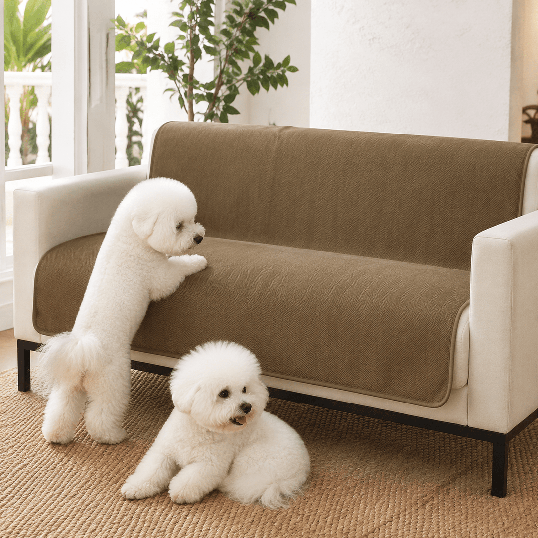 HerringboneGuard Water-Repellent Chenille Sofa Protector - Pawtique