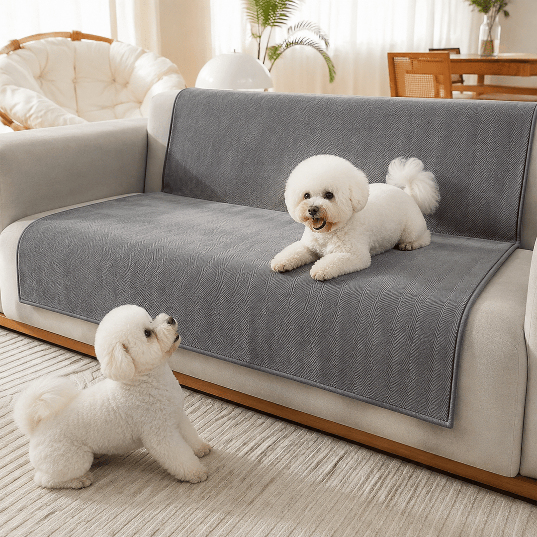 HerringboneGuard Water-Repellent Chenille Sofa Protector - Pawtique