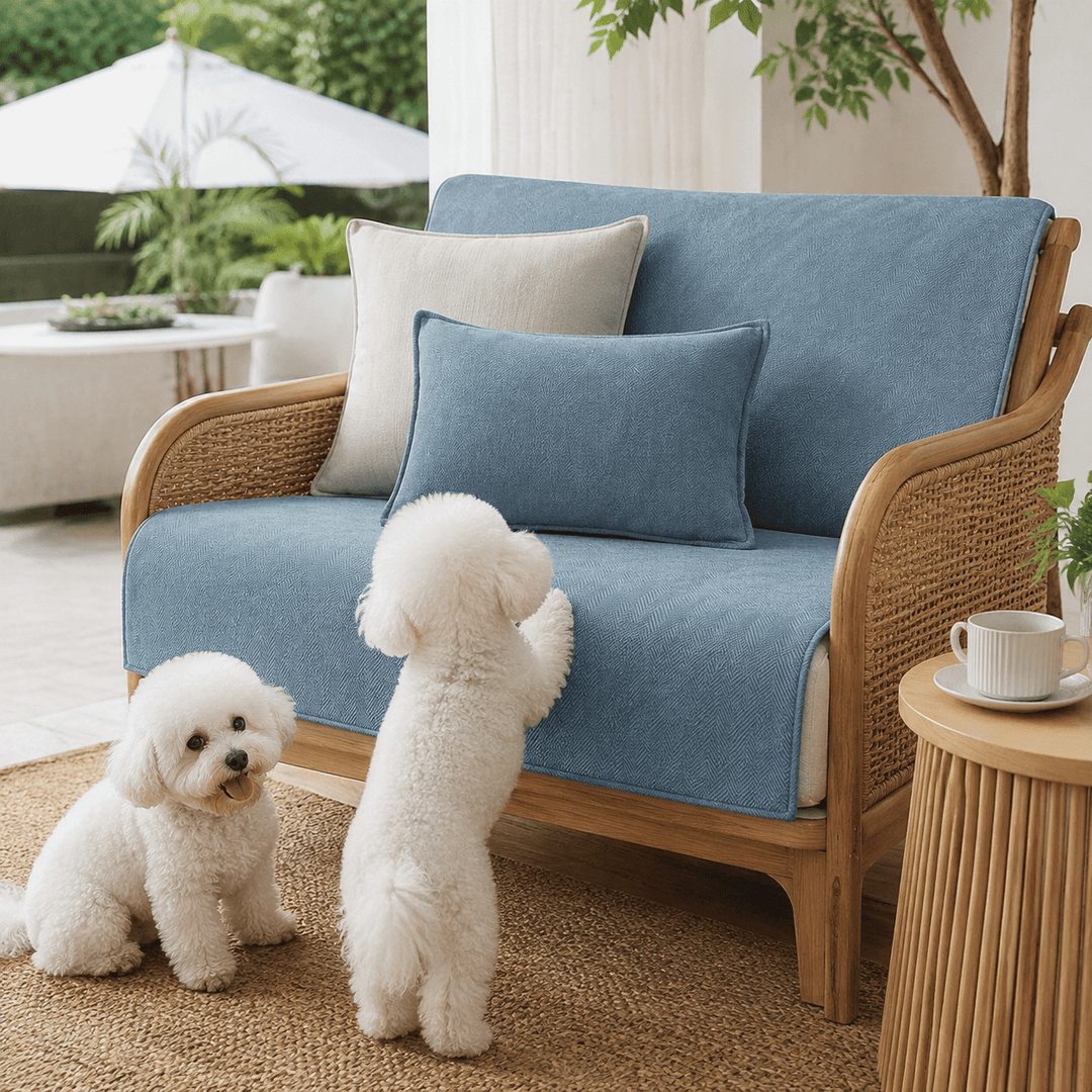 HerringboneGuard Water-Repellent Chenille Sofa Protector - Pawtique