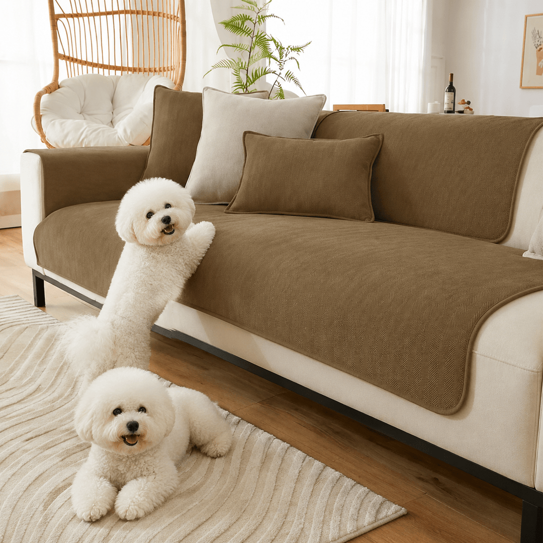 HerringboneGuard Water-Repellent Chenille Sofa Protector - Pawtique