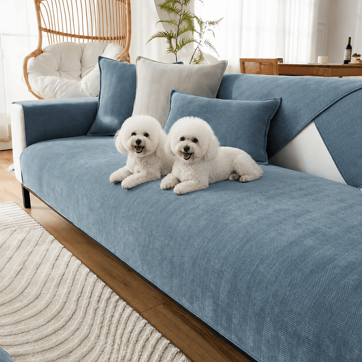 HerringboneGuard Water-Repellent Chenille Sofa Protector - Pawtique