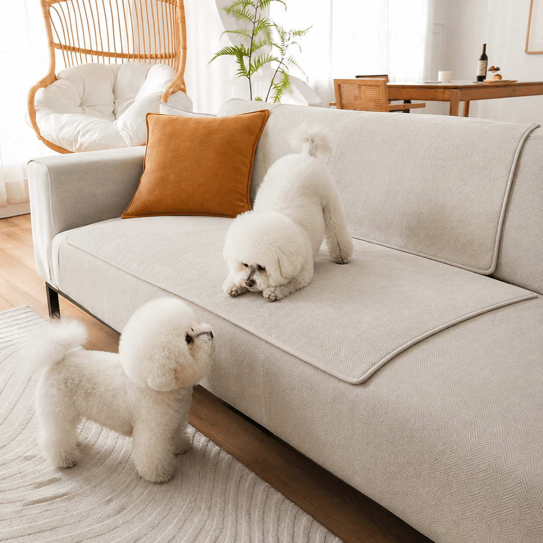 HerringboneGuard Water-Repellent Chenille Sofa Protector - Pawtique