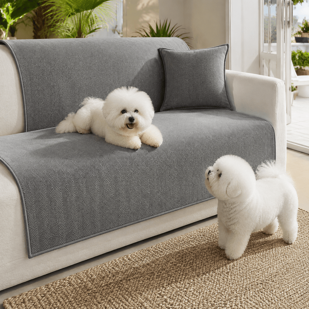 HerringboneGuard Water-Repellent Chenille Sofa Protector - Pawtique