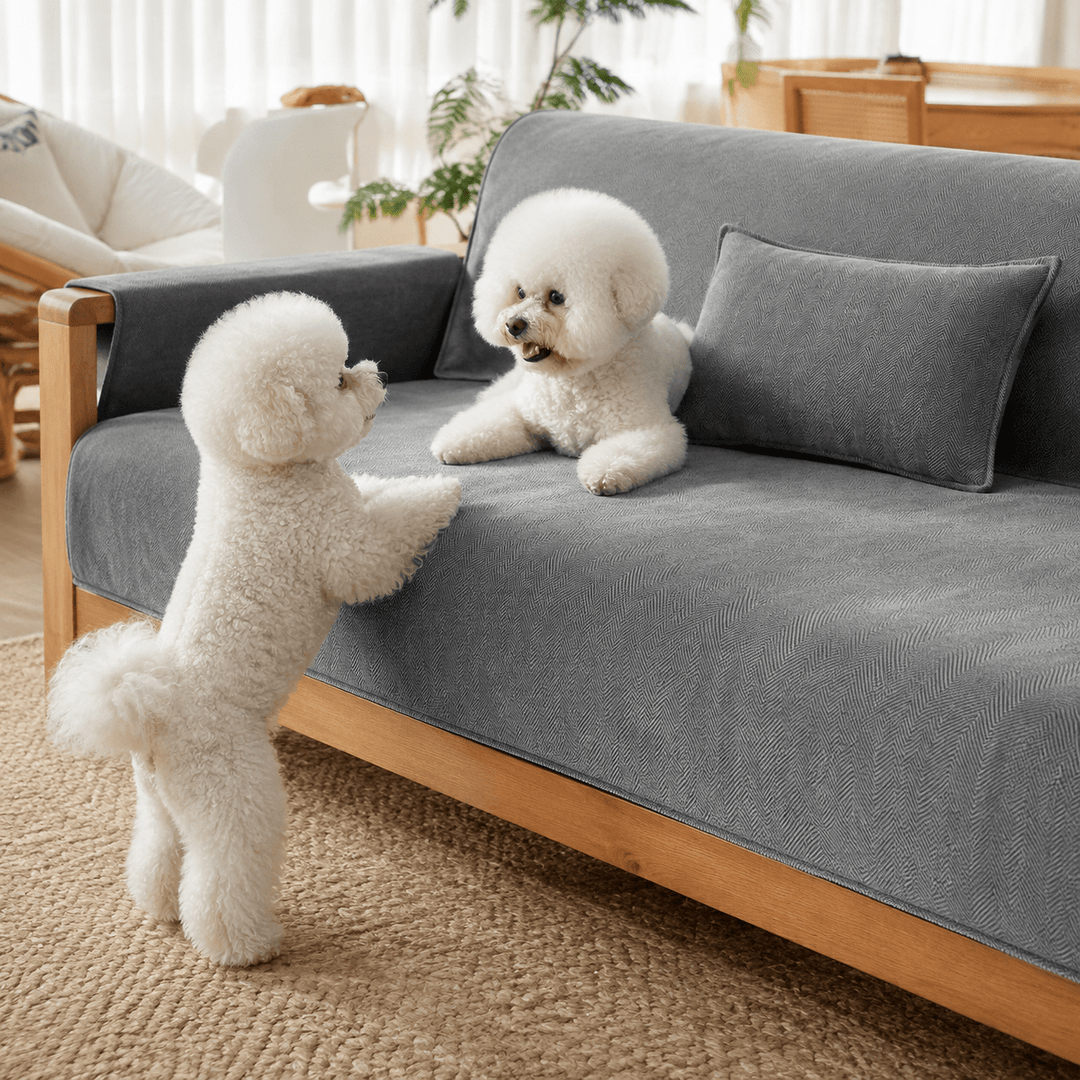 HerringboneGuard Water-Repellent Chenille Sofa Protector - Pawtique