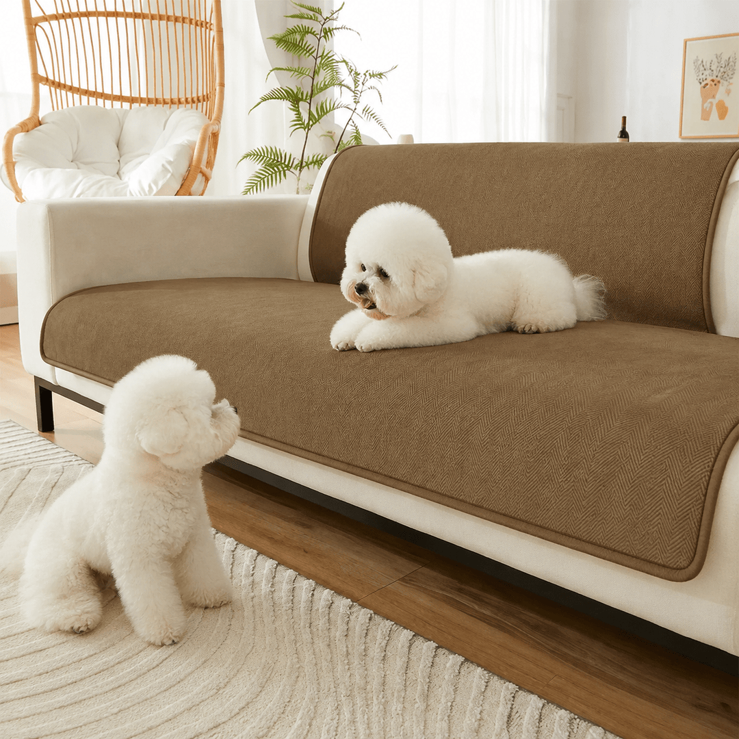 HerringboneGuard Water-Repellent Chenille Sofa Protector - Pawtique