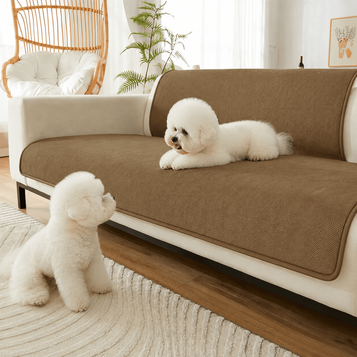 HerringboneGuard Water-Repellent Chenille Sofa Protector - Pawtique