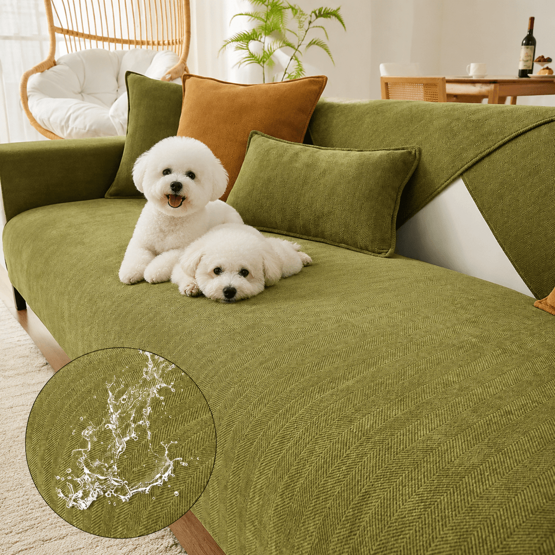 HerringboneGuard Water-Repellent Chenille Sofa Protector - Pawtique
