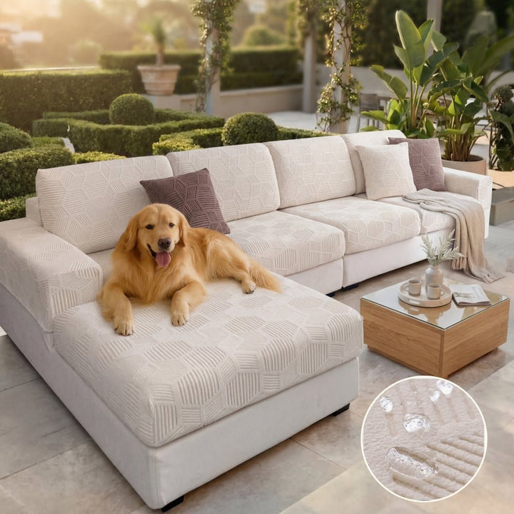 Honeycomb Pattern Water-resistant Stretch Full-Cover Magic Outdoor Couch Cover - Pawtique
