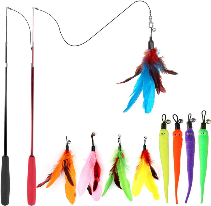 Interactive Feather Wand Cat Toy Set - Pawtique