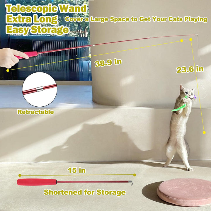 Interactive Feather Wand Cat Toy Set - Pawtique