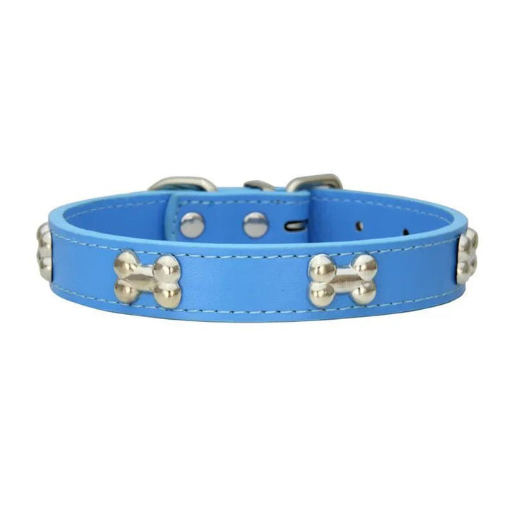 Leather Dog Collar with Bone Decoration - Pawtique