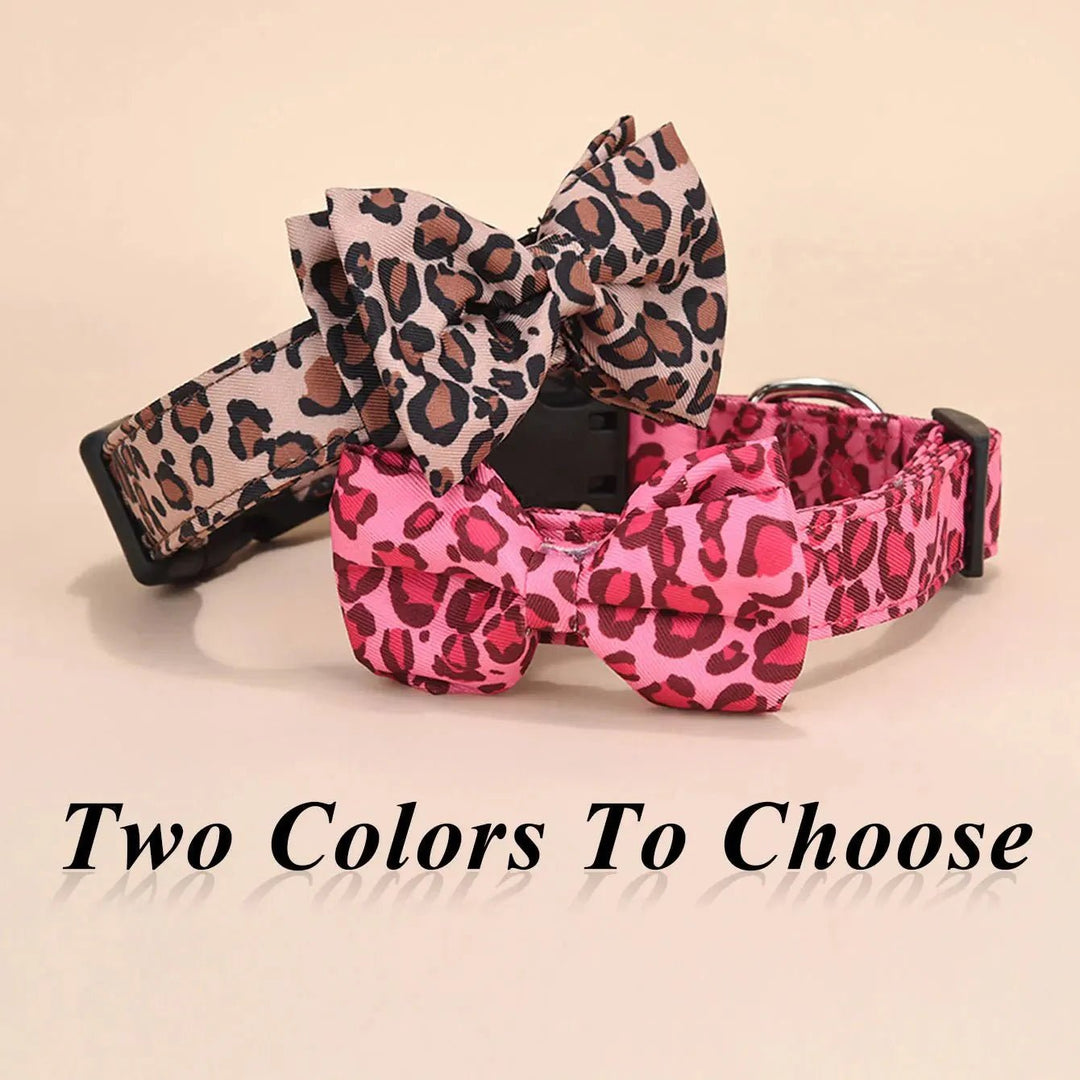Luxury Leopard Print Collar with Detachable Bow - Pawtique