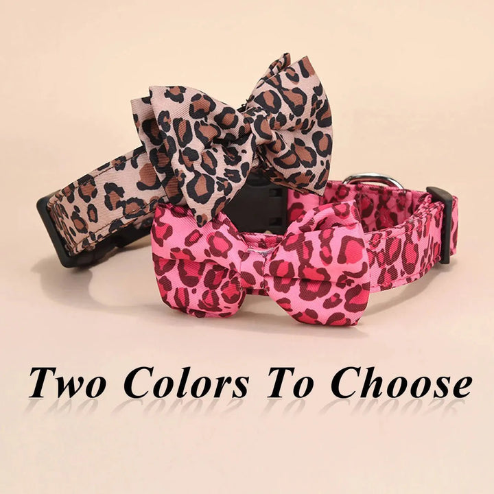 Luxury Leopard Print Collar with Detachable Bow - Pawtique