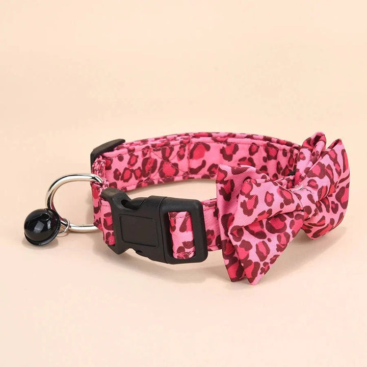 Luxury Leopard Print Collar with Detachable Bow - Pawtique