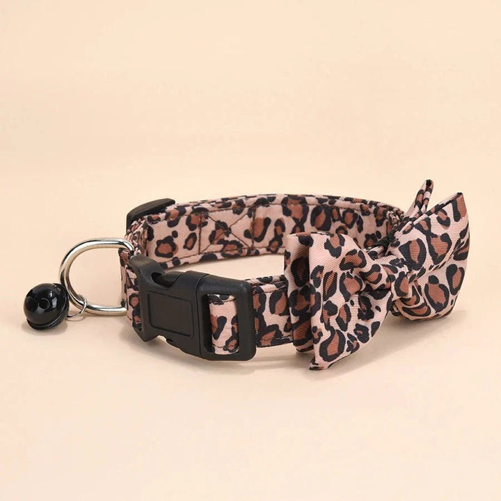 Luxury Leopard Print Collar with Detachable Bow - Pawtique