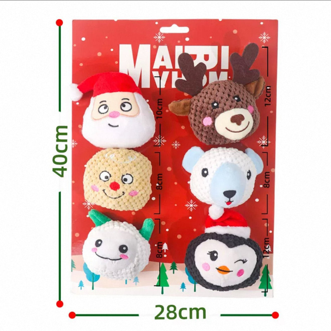 Merry Christmas Pet Chew Toy – 6 - Piece Dog Gift Set - Pawtique