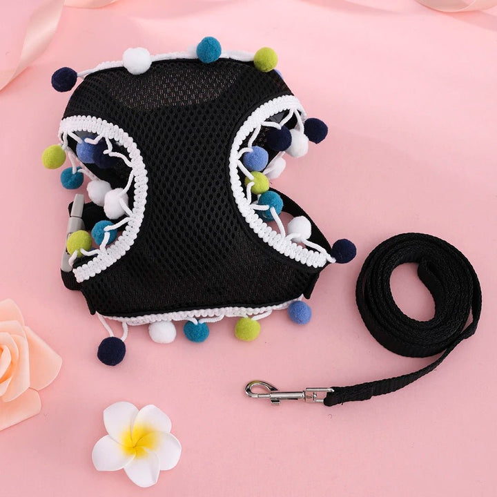 Mesh Small Dog Harness Adjustable Ball Lace Cute Summer - Pawtique