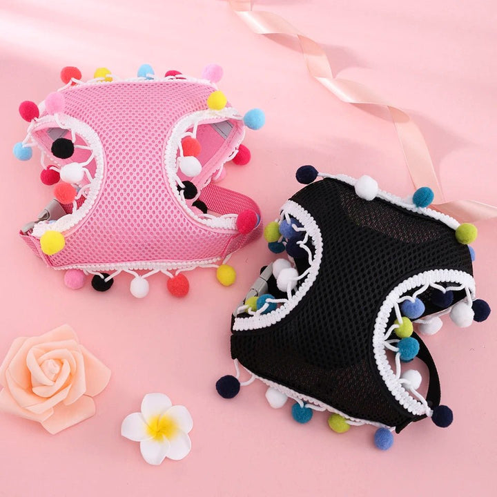 Mesh Small Dog Harness Adjustable Ball Lace Cute Summer - Pawtique