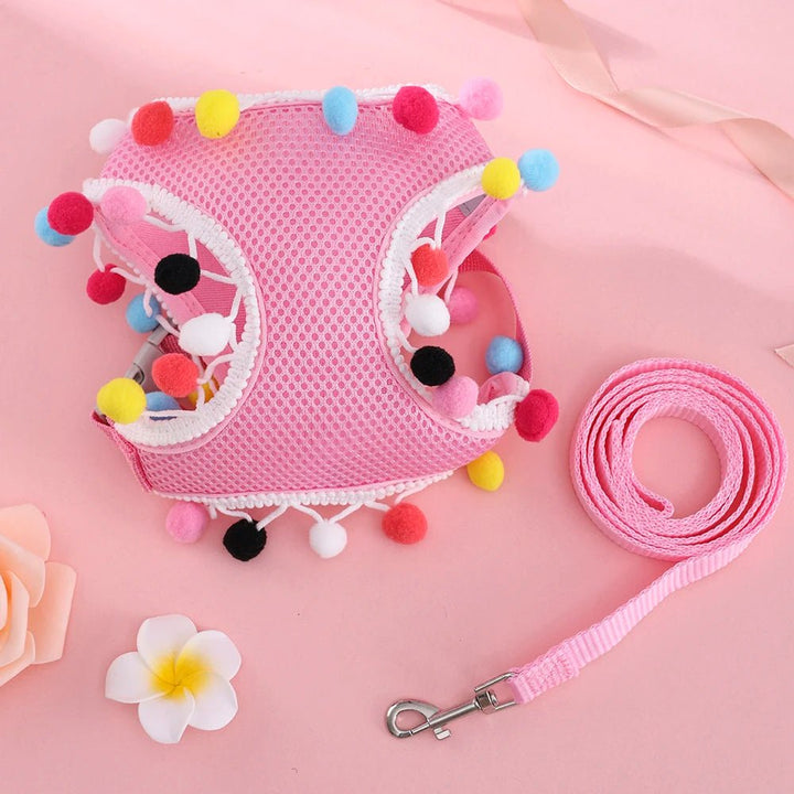 Mesh Small Dog Harness Adjustable Ball Lace Cute Summer - Pawtique