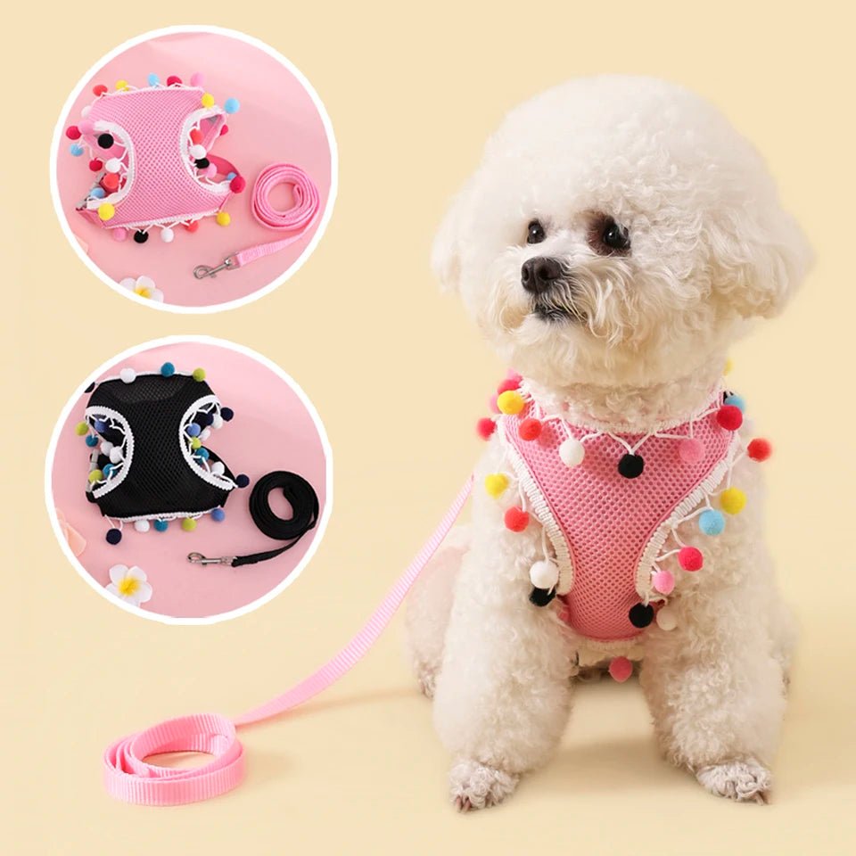 Mesh Small Dog Harness Adjustable Ball Lace Cute Summer - Pawtique