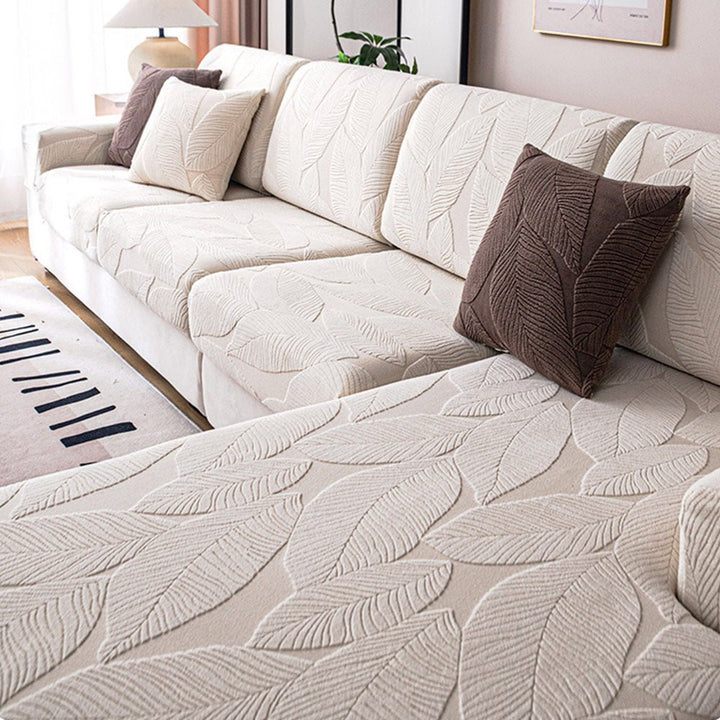 Modern Leaf Jacquard Water-Repellent Anti-Scratch Stretch Full Wrap Sectional Couch Cover - Pawtique