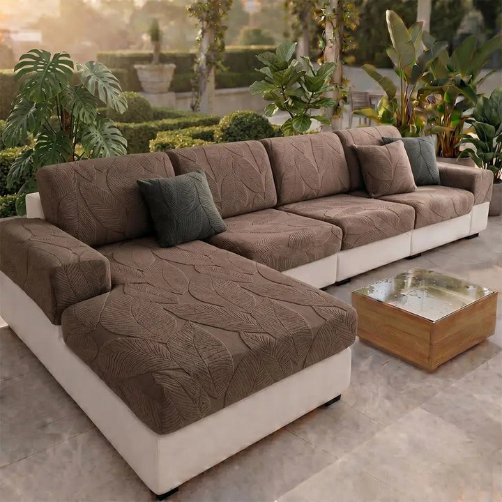 Modern Leaf Jacquard Water-Repellent Anti-Scratch Stretch Full Wrap Sectional Couch Cover - Pawtique