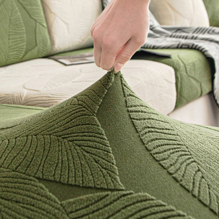 Modern Leaf Jacquard Water-Repellent Anti-Scratch Stretch Full Wrap Sectional Couch Cover - Pawtique
