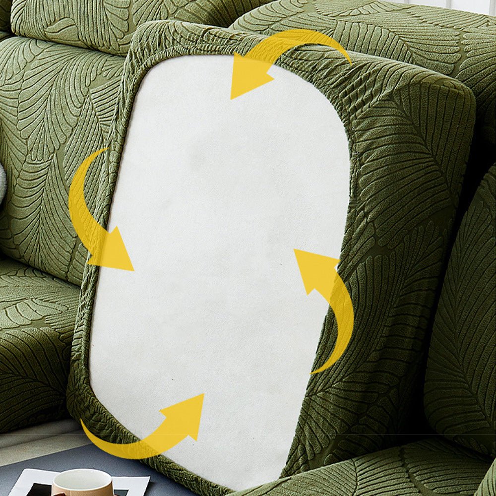 Modern Leaf Jacquard Water-Repellent Anti-Scratch Stretch Full Wrap Sectional Couch Cover - Pawtique