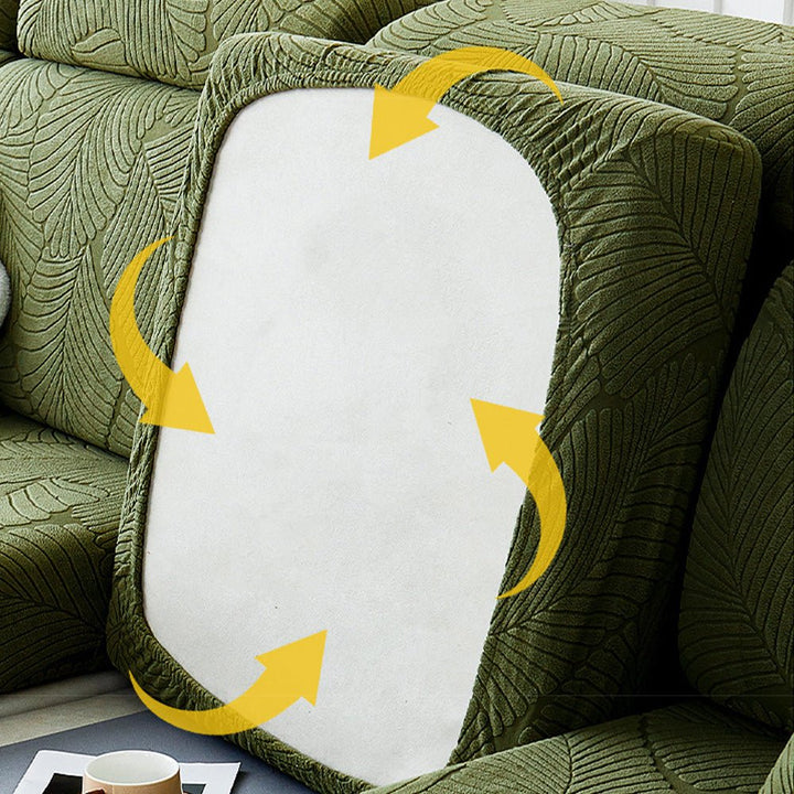 Modern Leaf Jacquard Water-Repellent Anti-Scratch Stretch Full Wrap Sectional Couch Cover - Pawtique