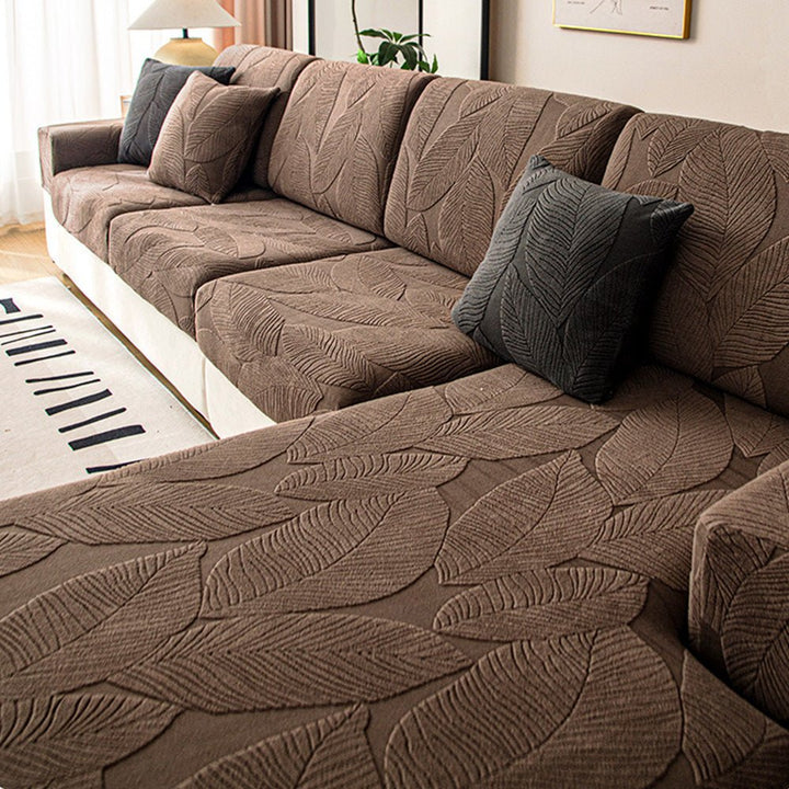 Modern Leaf Jacquard Water-Repellent Anti-Scratch Stretch Full Wrap Sectional Couch Cover - Pawtique