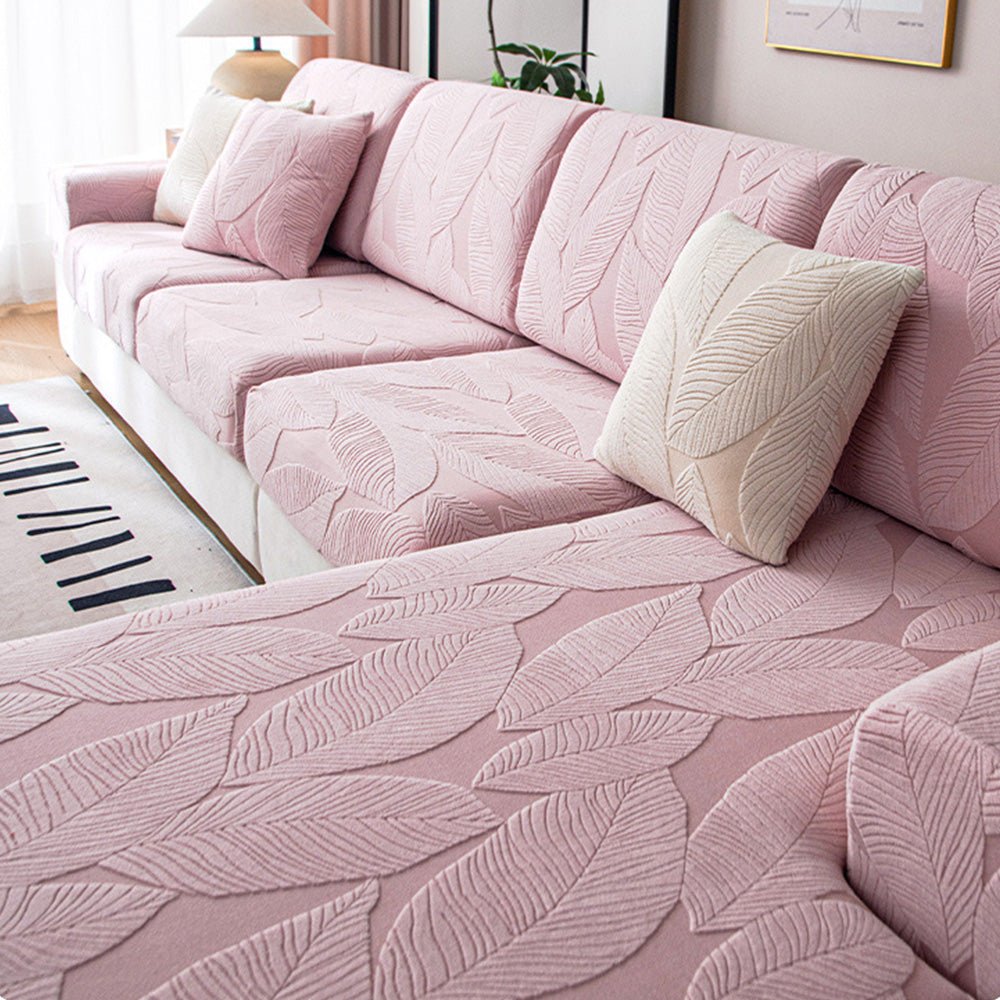 Modern Leaf Jacquard Water-Repellent Anti-Scratch Stretch Full Wrap Sectional Couch Cover - Pawtique