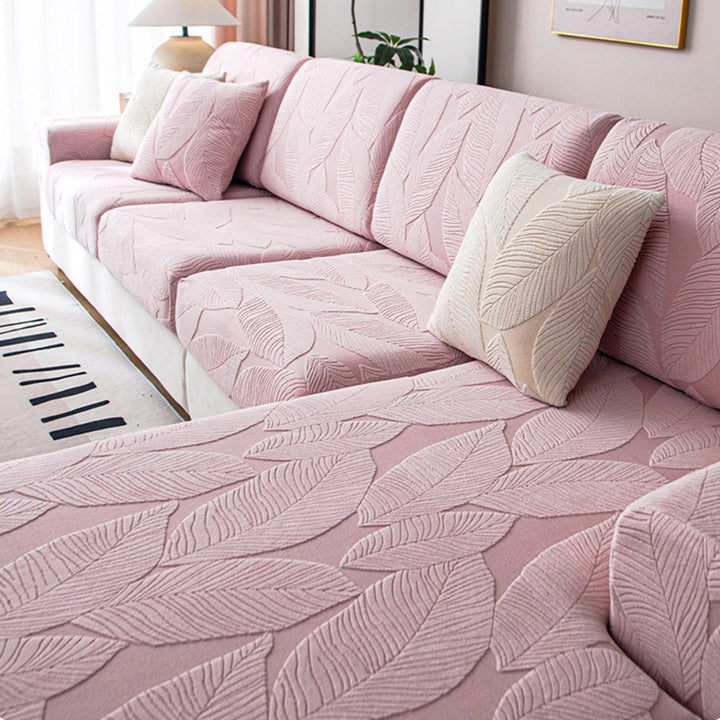Modern Leaf Jacquard Water-Repellent Anti-Scratch Stretch Full Wrap Sectional Couch Cover - Pawtique