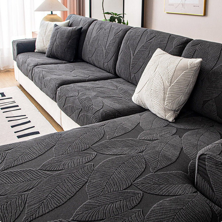 Modern Leaf Jacquard Water-Repellent Anti-Scratch Stretch Full Wrap Sectional Couch Cover - Pawtique